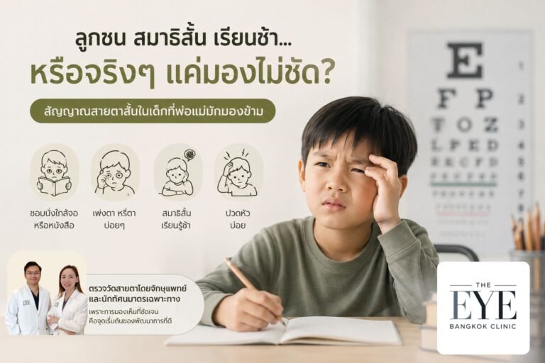 ลูกซน สมาธิสั้น เรียนช้า…หรือจริงๆ แค่มองไม่ชัด? สัญญาณสายตาสั้นในเด็กที่พ่อแม่มักมองข้าม